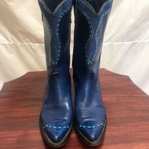 Blue Wrangler vintage leather and suede cowboy boots 9N